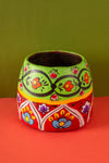 Vintage Hand Painted Medium Wooden Pot (Re-worked) - 44