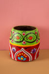 Vintage Hand Painted Medium Wooden Pot (Re-worked) - 46