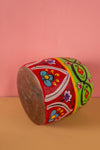 Vintage Hand Painted Medium Wooden Pot (Re-worked) - 46