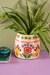 Vintage Hand Painted Medium Wooden Pot (Re-worked) - 47