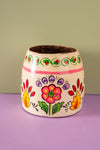 Vintage Hand Painted Medium Wooden Pot (Re-worked) - 47