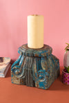 Vintage Carved Pillar Base Candle Holder - 01