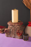 Vintage Carved Pillar Base Candle Holder - 02