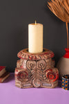 Vintage Carved Pillar Base Candle Holder - 02