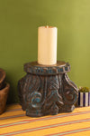 Vintage Carved Pillar Base Candle Holder - 06