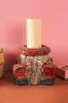 Vintage Carved Pillar Base Candle Holder - 08