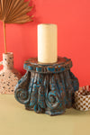 Vintage Carved Pillar Base Candle Holder - 10