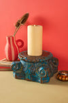 Vintage Carved Pillar Base Candle Holder - 12