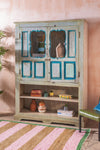 Grey & Blue Vintage Cabinet with Shelves