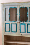 Grey & Blue Vintage Cabinet with Shelves