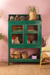 Forest Green Vintage Glazed Cabinet & Shelves
