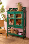 Forest Green Vintage Glazed Cabinet & Shelves