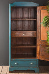 Blue Vintage Tallboy with Mirror <p>W:78cm D:44cm H:186cm </p>