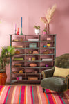 Vintage Blue Wooden Shelving Unit