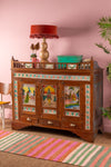 Vintage Sideboard with Indian Paintings & Tiles <p>W:148cm D:56cm H:130cm </p>