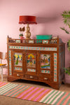 Vintage Sideboard with Indian Paintings & Tiles