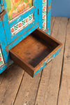 Vintage Blue Sideboard with Indian Paintings & Tiles