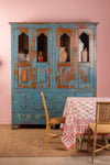 Vintage Blue Wooden Almirah <p>W:180cm D:45cm H:210cm </p>