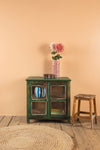Dark Green Vintage Display Cabinet <p>W:69cm D:46cm H:68cm </p>