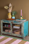 Vintage Low Blue Glazed Cabinet