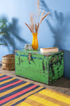 Vintage Green Wooden Chest <p>W:60cm D:36cm H:36cm </p>