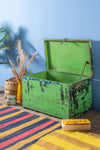 Vintage Green Wooden Chest <p>W:60cm D:36cm H:36cm </p>