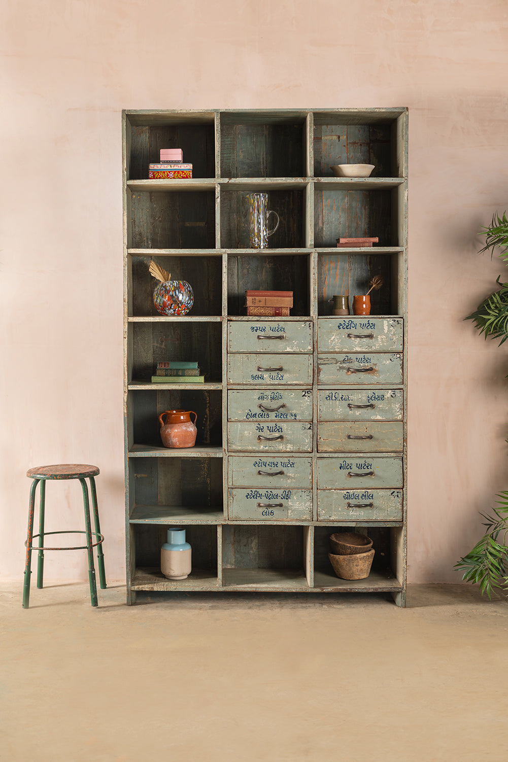Grey Vintage Storage Unit <p>W:130cm D:35cm H:229cm </p>