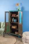 Vintage Blue Carved Cabinet <p>W:70cm D:37cm H:142cm </p>