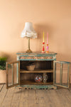 Vintage Pale Blue Cabinet with Tiles <p>W:97cm D:43cm H:84cm </p>