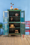 Blue, Red & White Vintage Cupboard <p>W:79cm D:38cm H:151cm </p>
