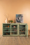 Pale Green Vintage Glazed Cabinet <p>W:151cm D:32cm H:88cm </p>