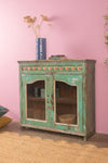 Vintage Green Cabinet with Tiles <p>W:96cm D:32cm H:90cm </p>