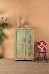 Vintage Pale Green & Cream Cupboard <p>W:78cm D:48cm H:133.5cm </p>