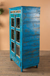 Blue Vintage Cabinet with Painted Glass <p>W:76cm D:47cm H:143cm </p>