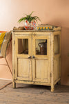 Pale Yellow Vintage Display Cabinet <p>W:69cm D:39cm H:98.5cm </p>