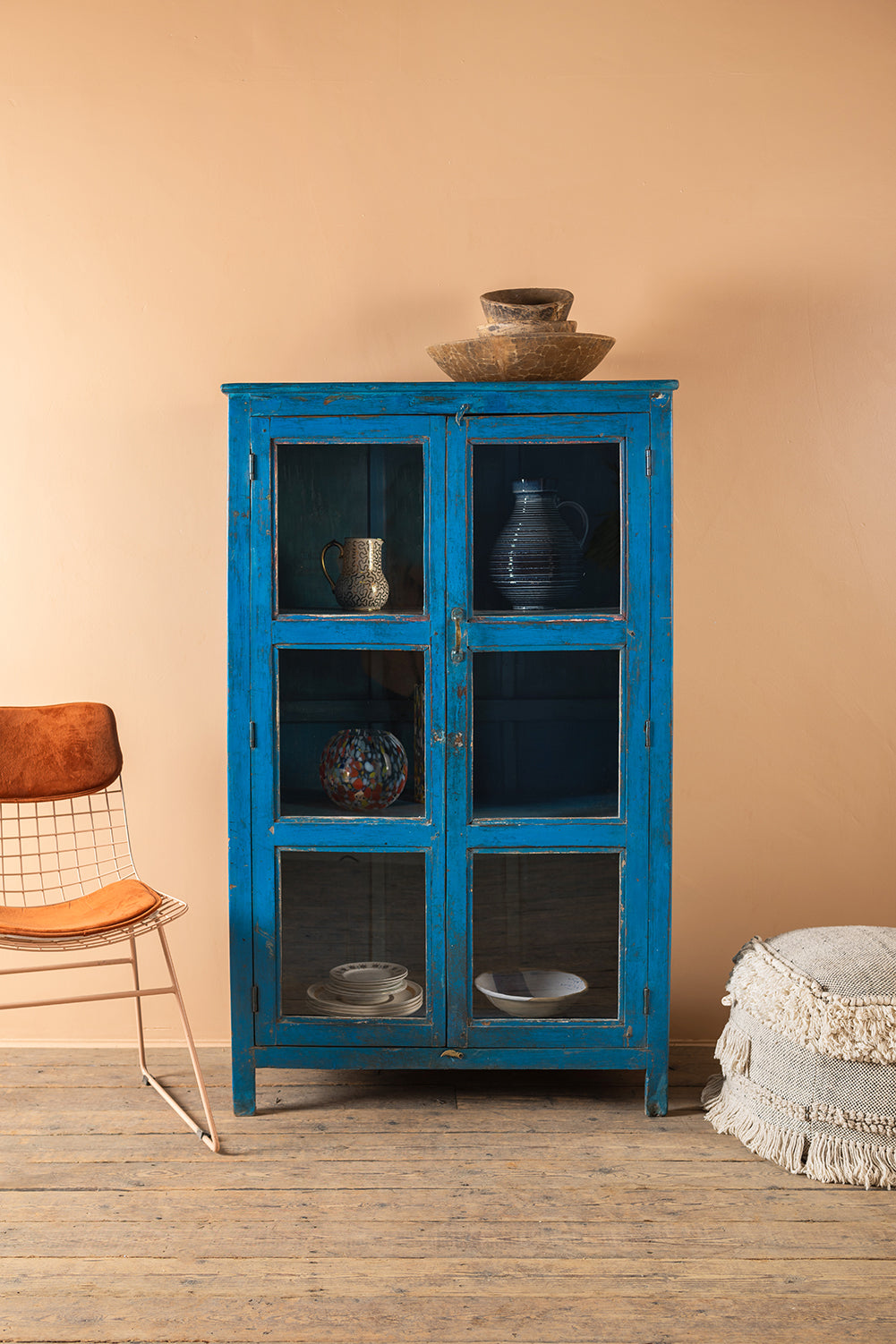 Deep Blue Vintage Cabinet <p>W:93.5cm D:49cm H:154.5cm </p>