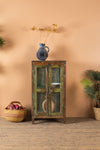 Vintage Dark Green Display Cabinet <p>W:58cm D:39cm H:107cm </p>