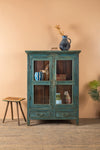 Vintage Teal Blue Display Cabinet <p>W:97cm D:49cm H:132cm </p>