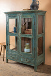 Vintage Teal Blue Display Cabinet <p>W:97cm D:49cm H:132cm </p>