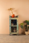 Vintage Blue & Yellow Side Cabinet <p>W:54cm D:42cm H:121cm </p>
