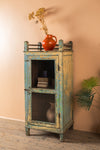 Vintage Blue & Yellow Side Cabinet <p>W:54cm D:42cm H:121cm </p>