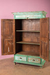 Vintage Wooden Almirah in Green Tones <p>W:111cm D:50cm H:178cm </p>