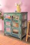 Vintage Display Cabinet in Blue Tones <p>W:100cm D:52cm H:110cm </p>