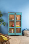 Vintage Blue Display Cabinet <p>W:93cm D:49cm H:158cm </p>