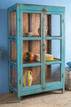 Vintage Blue Display Cabinet <p>W:93cm D:49cm H:158cm </p>