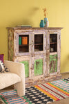 White, Green & Lilac Vintage Cabinet <p>W:136cm D:38cm H:130cm </p>