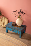 Vintage Blue Side Table with Drawer <p>W:64cm D:40cm H:30cm </p>