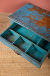 Vintage Blue Side Table with Drawer <p>W:64cm D:40cm H:30cm </p>
