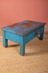 Vintage Blue Side Table with Drawer <p>W:64cm D:40cm H:30cm </p>
