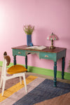 Vintage Desk in Blue Tones <p>W:121cm D:60cm H:77cm </p>